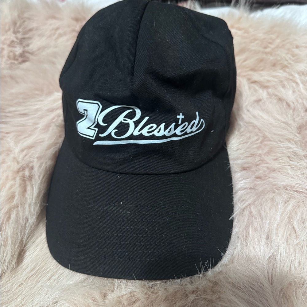 2 Blessed Black Adjustable Snapback Hat Faith Christian Cap